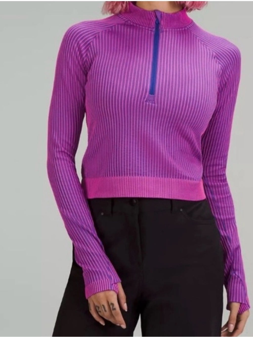 Lululemon $118 Rest Less Cropped Half-Zip Sonic Pink Size 6